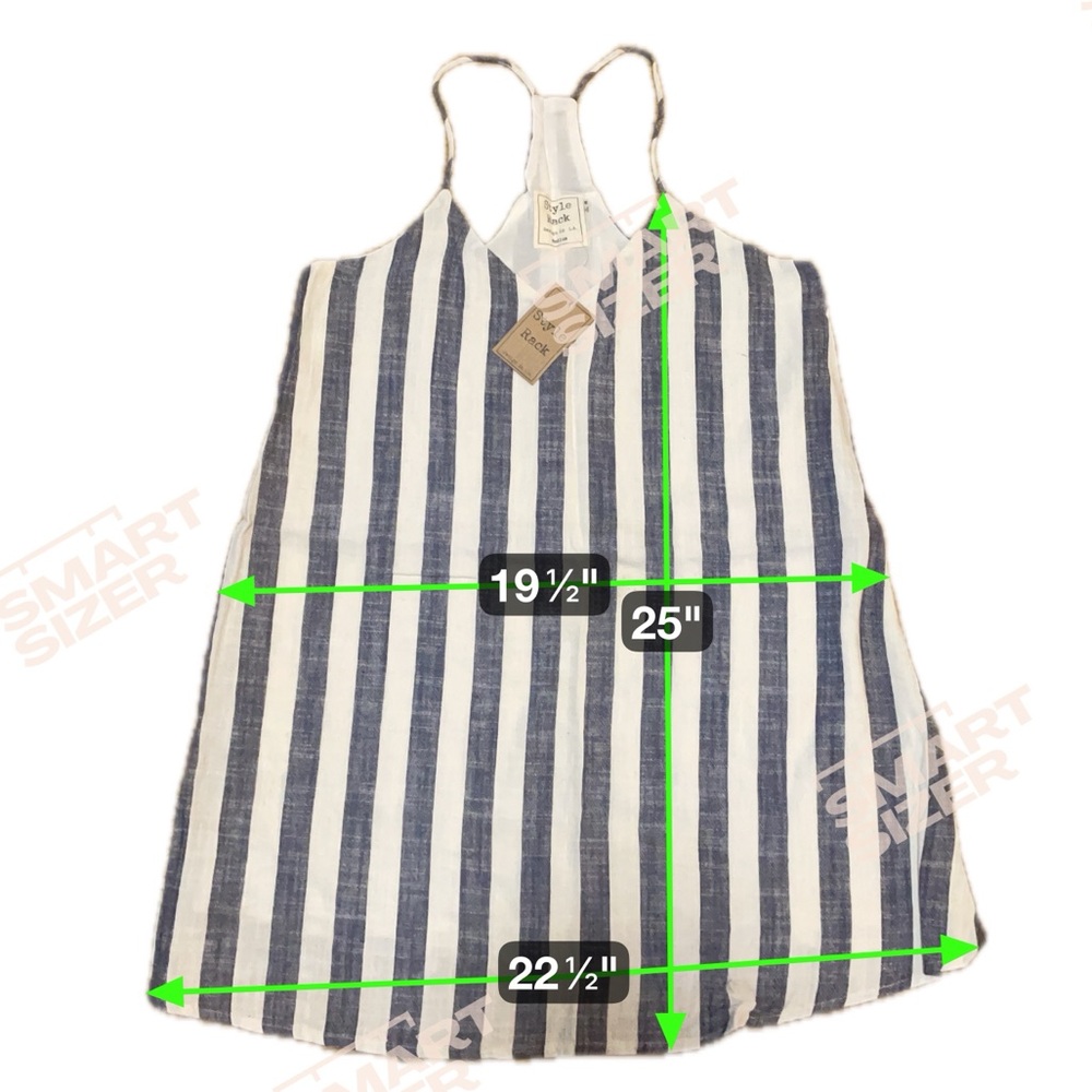 NWT - STYLE RACK Striped Blue & White Linen & Cotton Blend Mini Dress - Sz M - Picture 5 of 8